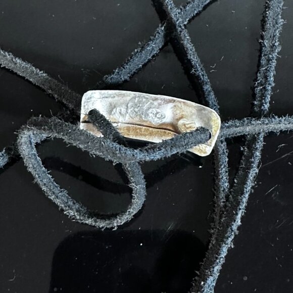 Heart Stamped Sterling Silver Leather Cuff Bracelet Tie Wrap Yoga 925 Boho Gift - Picture 4 of 11